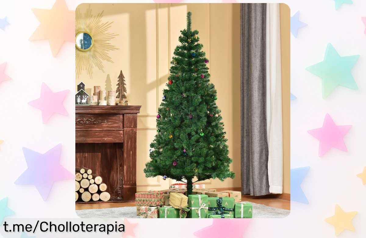 Árbol de Navidad HOMCOM 180 cm con decoración blanca y verde: ¡ofertón en descuento brutal! Haz que tu salón brille esta Navidad, no te lo pierdas.