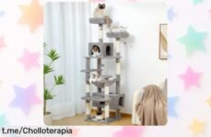 Árbol y torre gigante para gatos con hamaca XL y juguetes, ¡descuento brutal por tiempo limitado! Haz feliz a tu gato antes de que se acabe esta oportunidad increíble.