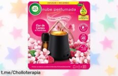 Aroma intenso a flor de cerezo y frambuesa con el ambientador difusor Air Wick Essential Mist, ¡ahora a precio rebajado! Dale frescura y vibra tu hogar antes que se agoten.