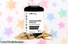 Ashwagandha 9000 mg en 180 cápsulas veganas, super chollo con precio rebajado: ¡energía y bienestar para sentirte genial cada día! No dejes escapar esta oportunidad que te transforma.
