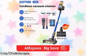 Aspiradora inalámbrica COTIAR V22 con 55000PA, ¡super chollo! Succión imbatible y batería duradera a precio loco por tiempo limitado. Hazla tuya antes que desaparezca, ¡no te arrepentirás!