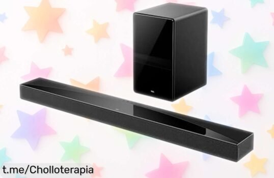 Barra de sonido TCL 5.1.2 con Dolby Atmos, tu cine en casa a un precio increíble; ¡disfruta de graves potentes y no te pierdas este ofertón que vuela rápido!