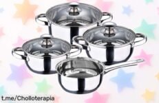 Batería de cocina 7 piezas San Ignacio Faro en acero inoxidable ahora a un precio loco ¡Haz que tu cocina brille con este super chollo antes de que se acabe!