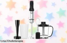 Batidora de mano Taurus con 1500W a precio rebajado que vuela, incluye accesorios para recetas perfectas y diseño ergonómico. ¡No te quedes sin la tuya y da chispa a tu cocina ya!