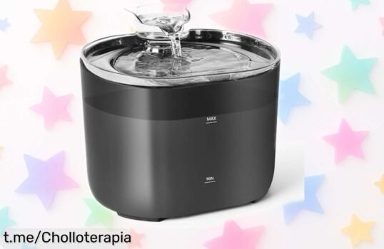 Bebedero silencioso para gatos Romon 2,2L con filtro de 4 etapas a precio rebajado; ¡da agua fresca y sana a tu mascota sin complicaciones! No te lo pierdas.