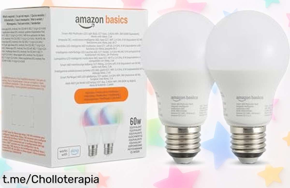 Bombilla led multicolor Amazon Basics, controla el color desde tu móvil y crea magia en casa. ¡Rebajada a precio loco! No te quedes sin ella, la oportunidad vuela rápido.