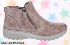 Botines Skechers modelo Lovely Vibe en marrón, con un descuentazo irrepetible que te hará brillar. ¡No esperes más y eleva tu estilo ahora mismo!