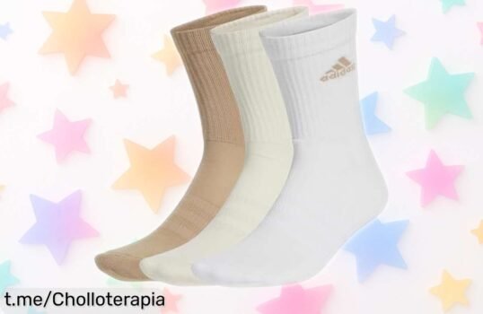 Calcetines adidas unisex, 3 pares con soporte extra; súper resistentes y cómodos. ¡Aprovecha este super chollo rebajado para cuidar tus pies hoy mismo!