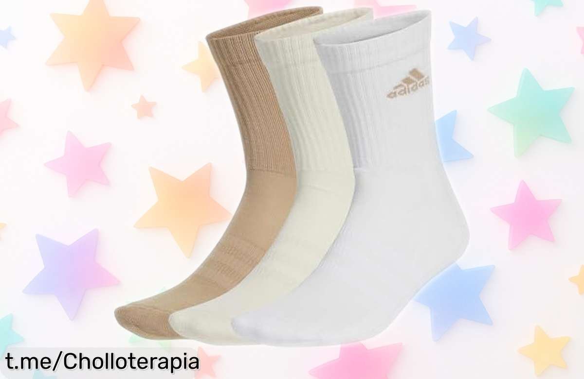 Calcetines adidas unisex, 3 pares con soporte extra; súper resistentes y cómodos. ¡Aprovecha este super chollo rebajado para cuidar tus pies hoy mismo!