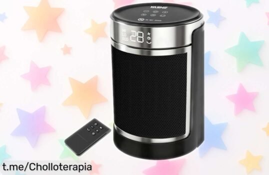 Calefactor PTC bajo consumo de 1500 W con control remoto, ¡ahora a precio rebajado! Calienta tu hogar rápidamente y sin ruido. No te pierdas este super chollo que hará feliz tus inviernos.