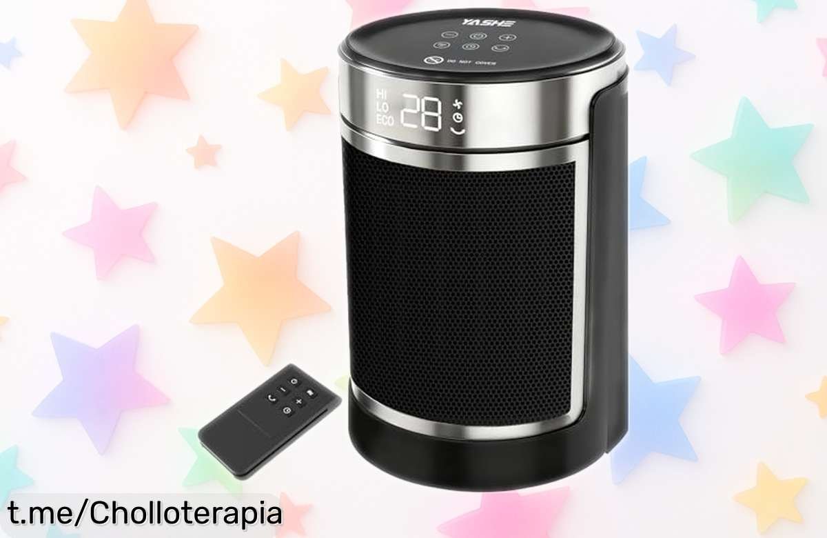 Calefactor PTC bajo consumo de 1500 W con control remoto, ¡ahora a precio rebajado! Calienta tu hogar rápidamente y sin ruido. No te pierdas este super chollo que hará feliz tus inviernos.