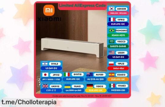 Calentador de zócalo de grafeno Xiaomi Mijia 2, ¡chollazo con cupón descuento limitado! Disfruta del calor rápido y seguro en casa. No te quedes sin el tuyo.