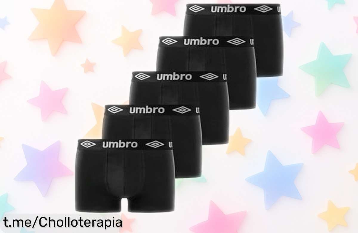 Calzoncillos Umbro de algodón en paquete de 5, disfruta del super chollo y siéntete cómodo todo el día sin complicaciones, ¡no te lo pierdas!