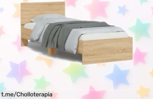 Cama con cabecero y luces LED en roble sonoma, un super chollo que hará de tu dormitorio el lugar más especial. ¡No dejes escapar este descuentazo antes de que se agote!