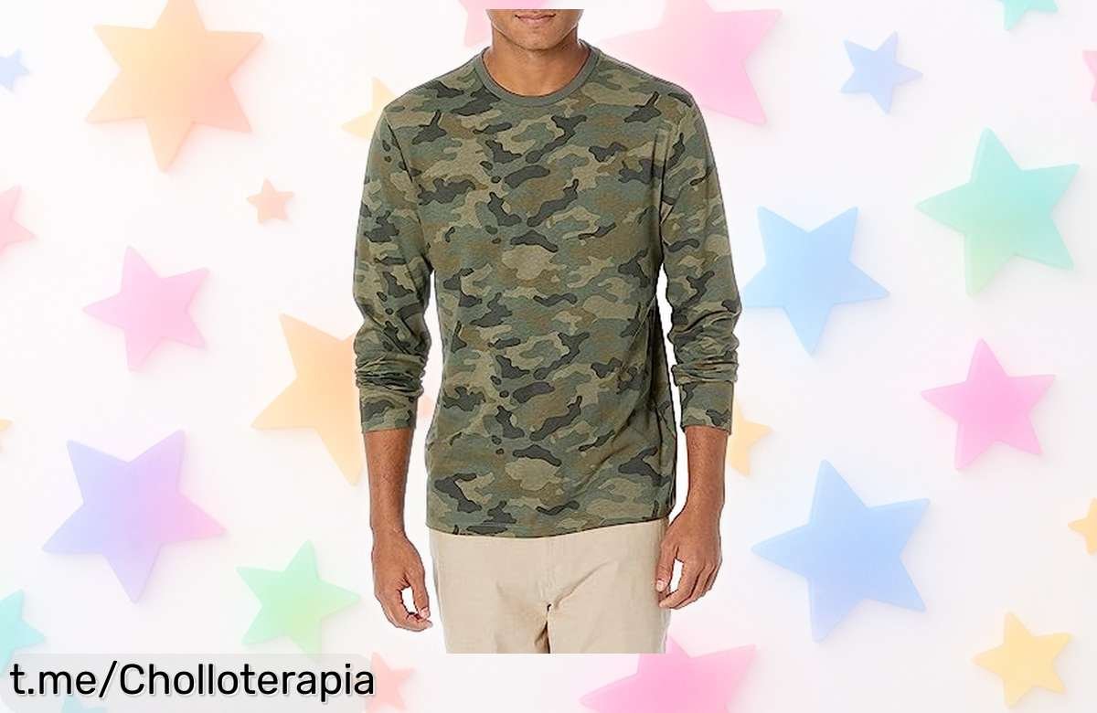 Camiseta de manga larga Amazon Essentials para hombre con diseño clásico y su precio rebajado, aprovecha este ofertón y vístete con fuerza todos los días.