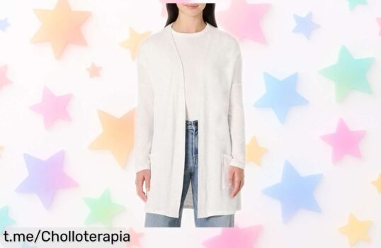 Cárdigan ultraligero Amazon Essentials con bolsillos prácticos a precio loco, ideal para tu relax diario. ¡No te quedes sin el tuyo, que vuelan rapidito!