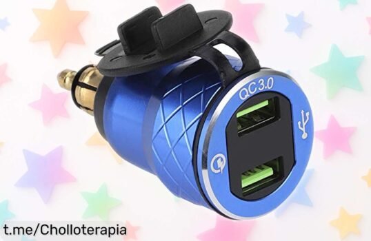 Cargador USB para moto con pantalla LED que carga 2 dispositivos ¡Ahora a un precio rebajado! No pierdas la oportunidad de estar siempre conectado en tus aventuras.