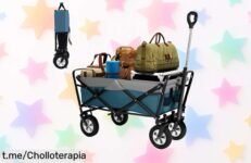 Carro de jardín plegable con 4 ruedas, ¡descuentazo brutal por tiempo limitado! No te pierdas este super chollo que hará tus días más cómodos y llenos de diversión.