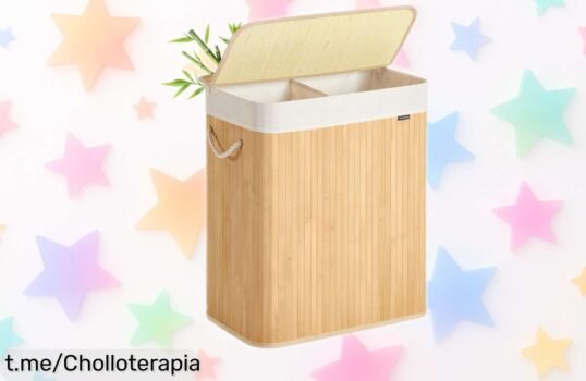 Cesta de lavandería SONGMICS de bambú con 2 compartimentos y bolsa extraíble, ¡rebajada para hacerte la colada mucho más fácil! Aprovecha esta oferta irrepetible ya mismo.