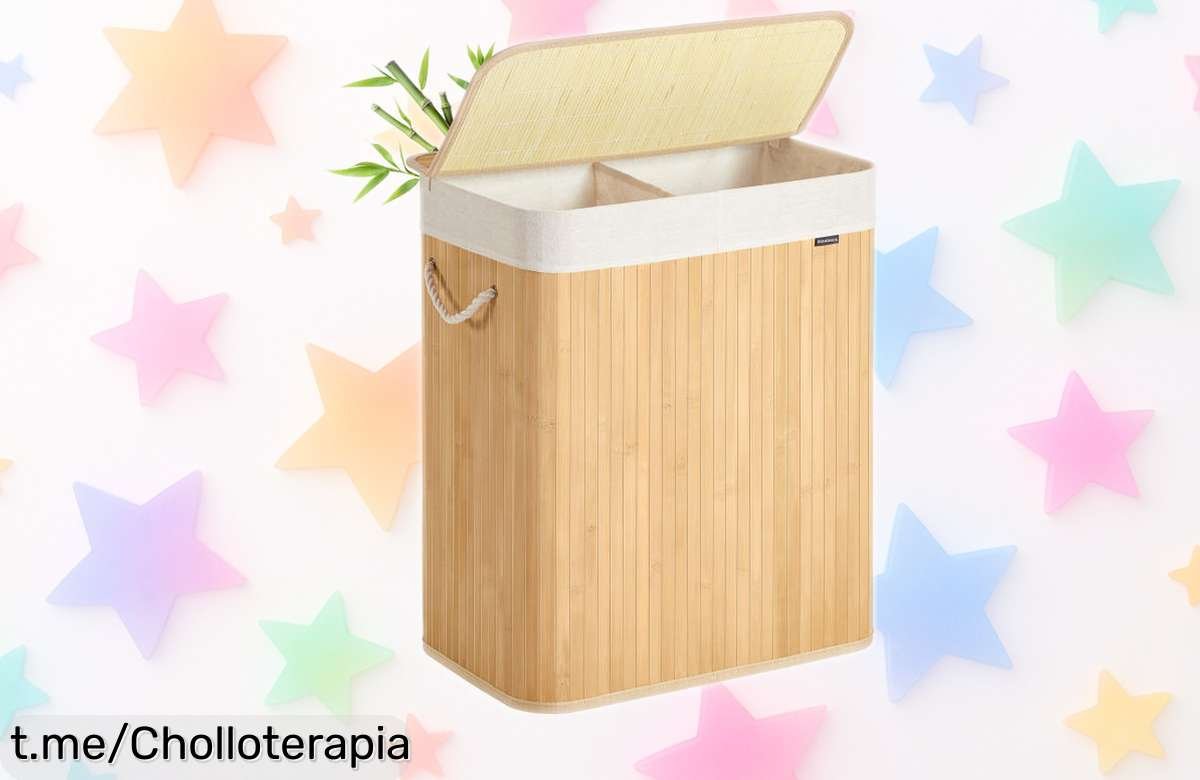 Cesta de lavandería SONGMICS de bambú con 2 compartimentos y bolsa extraíble, ¡rebajada para hacerte la colada mucho más fácil! Aprovecha esta oferta irrepetible ya mismo.