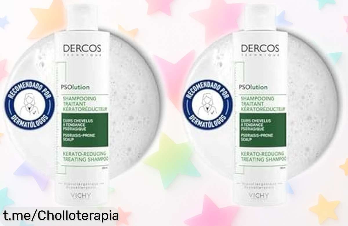 Champú Vichy Psolution para psoriasis, elimina escamas y calma el picor al instante. ¡Super chollo rebajado por tiempo limitado! Cuida tu cabello y siéntete increíble ya mismo.