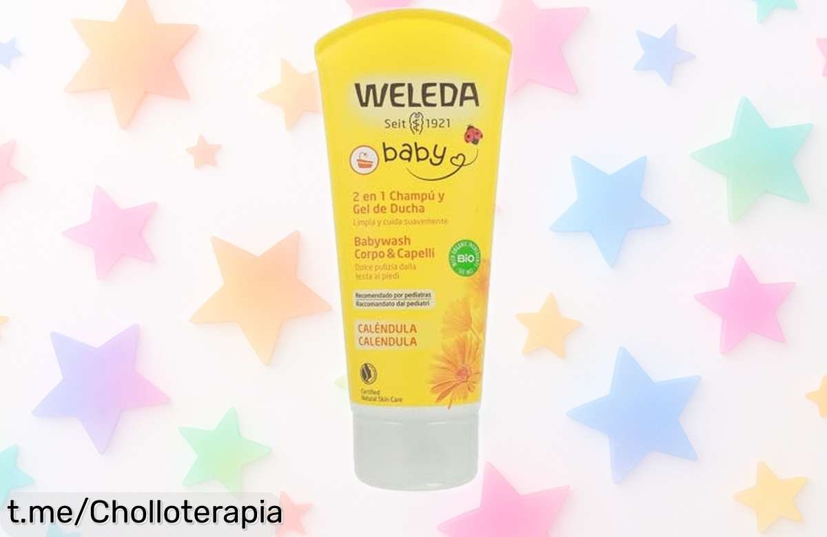 Champú y gel de ducha de caléndula Weleda para pieles sensibles. Disfruta de este súper chollo que cuida y nutre la delicada piel de tu bebé con un precio rebajado, ¡hazlo hoy!