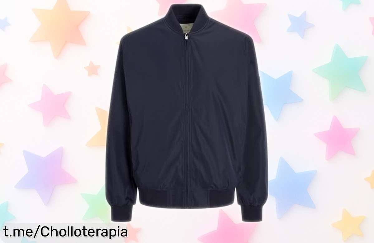 Chaqueta bomber Jack & Jones en azul marino a precio rebajado ¡No dejes pasar esta oportunidad y da un giro potente a tu estilo antes que se acabe!