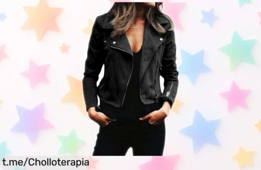 Chaqueta de ante motera para mujer, estilo único y súper suave a precio muy bajo. ¡No pierdas este ofertón limitado que hará resplandecer tu armario!