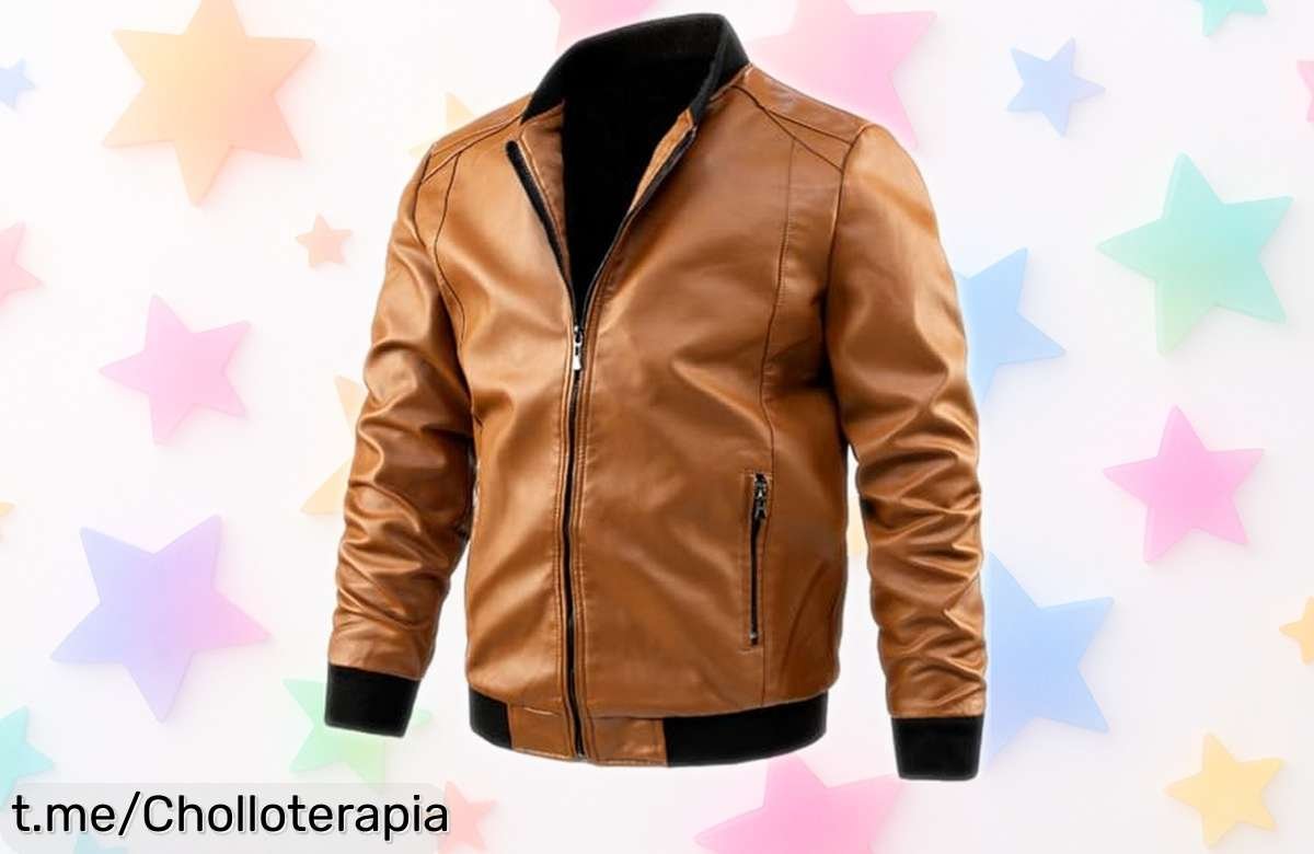 Chaqueta de cuero talla grande para hombres, perfecta contra viento y lluvia ¡precio rebajado que vuela! Aventura y libertad en cada viaje, ¡aprovéchala ya antes de que se acabe!