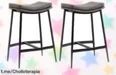 Conjunto de 2 taburetes altos HOMCOM estilo industrial a precio loco, ideal para dar un toque moderno y divertido a tu hogar. No te quedes sin ellos, ¡corre que vuelan!