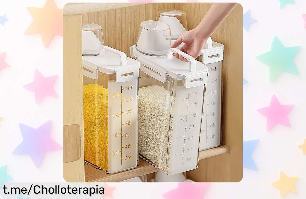 Contenedor de almacenamiento sellado de 2,5 L para tus granos y harinas a un precio rebajado brutal, ¡solo quedan pocas unidades! Ordena tu cocina hoy mismo.