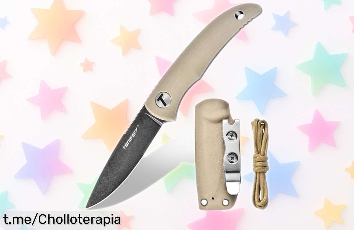 Cuchillo de hoja fija súper resistente con funda ajustable y mango antideslizante: ¡aprovecha este chollazo antes que se acabe! Perfecto para tus aventuras extremas.