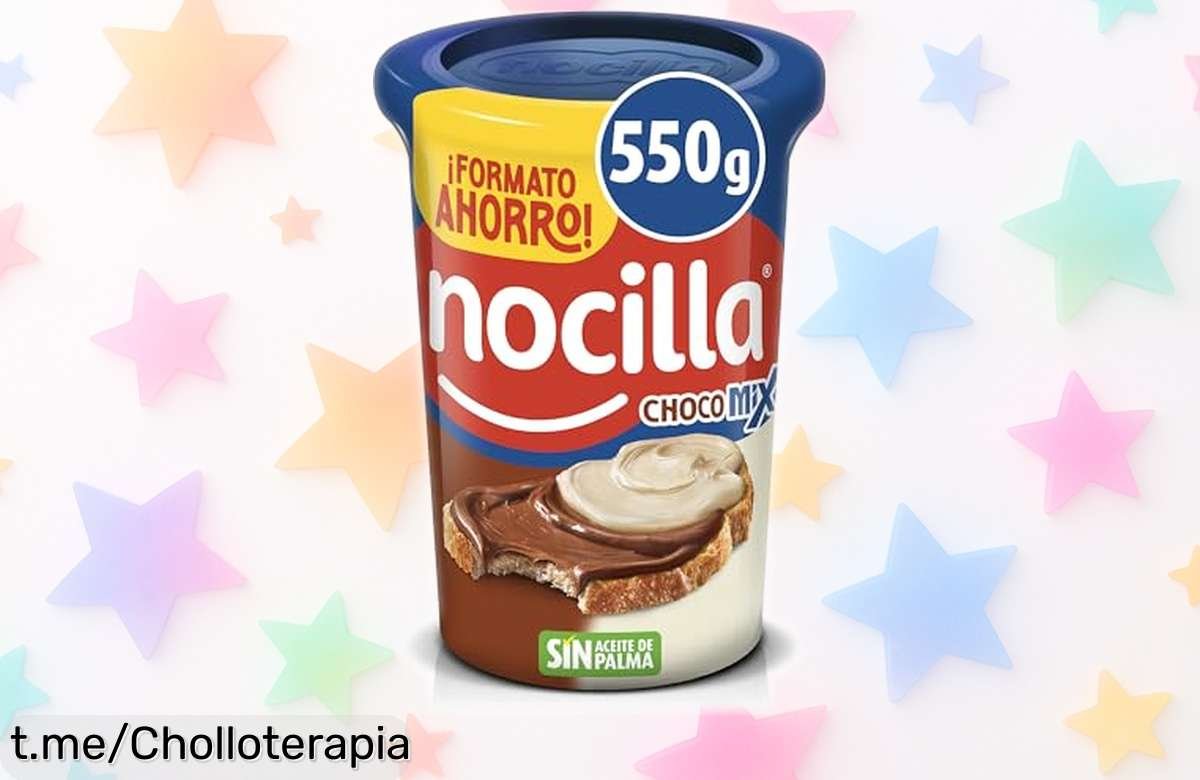 Deliciosa crema Nocilla doble al cacao y leche con avellanas sin aceite de palma, ¡rebajada para que cada cucharada se convierta en un placer irresistible! Date prisa y disfruta.