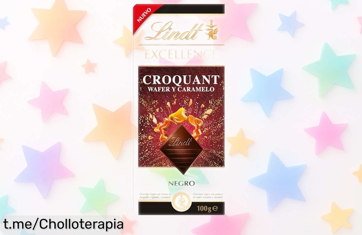Delicioso chocolate negro crujiente Lindt Excellence con wafer y caramelo a precio rebajado, ¡corre que vuelan! Date un capricho o sorprende a quien amas antes de quedarte sin él.