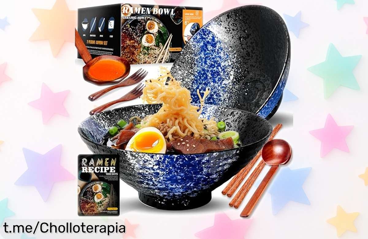 Delicioso juego de 2 tazones de cerámica grandes para ramen, ¡es tu oportunidad con precio loco! Oferta limitada que encantará a tus invitados, no te quedes sin el tuyo.