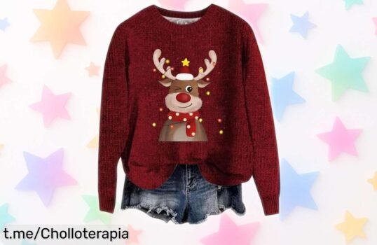 Descubre el jersey navideño ideal con renos y gnomos, ¡descuento brutal que no puedes dejar escapar! Prepárate para brillar estas fiestas y siente la magia.