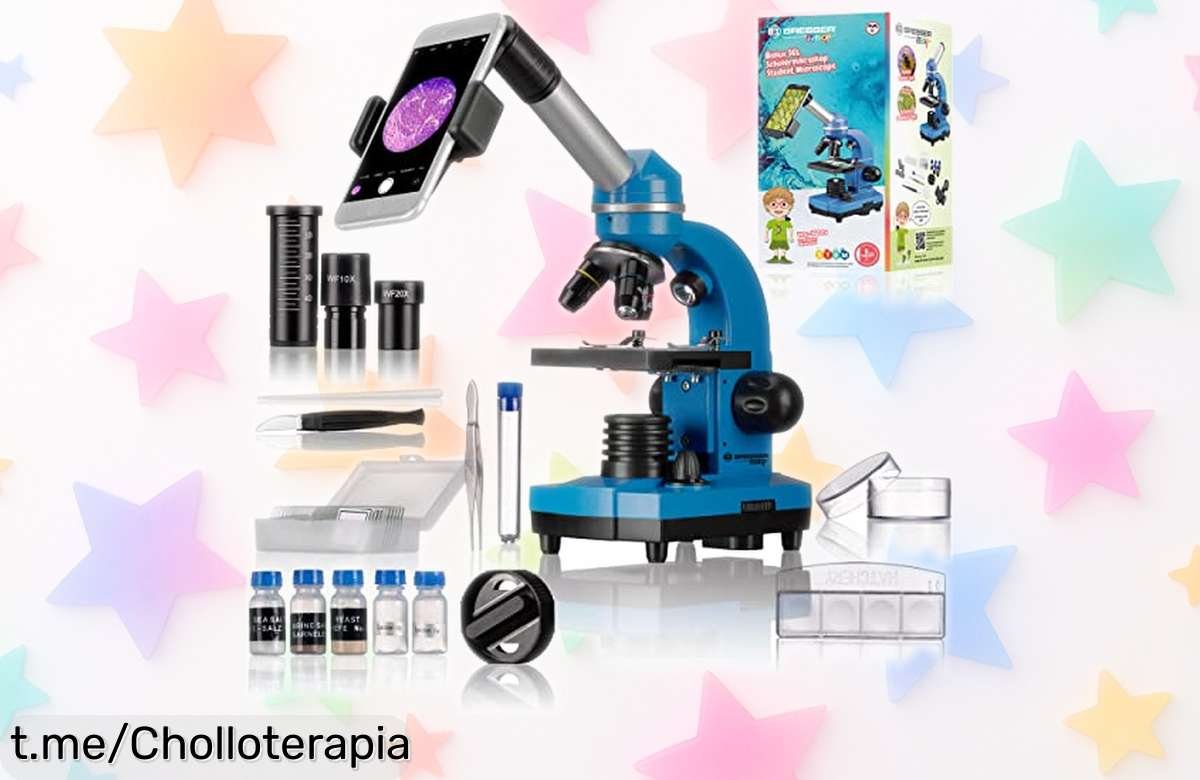 Descubre el microscopio Bresser Biolux con zoom hasta 1600x y soporte para smartphone, un super chollo a precio rebajado que hará brillar la curiosidad en toda tu familia ¡Cómpralo ya!