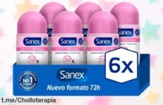 Desodorante roll-on Sanex Dermo Invisible, pack de 6 a precio rebajado: siente la frescura y seguridad que mereces sin manchas en tu ropa. ¡No te lo pierdas!