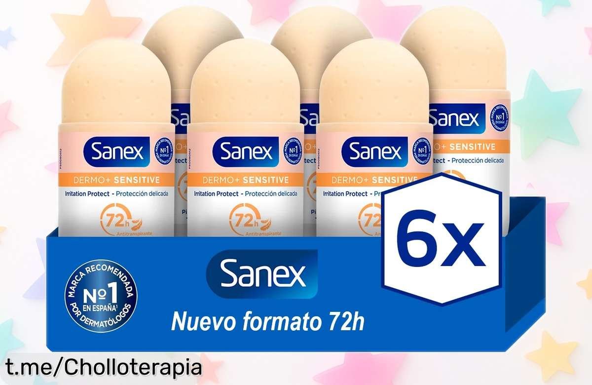 Desodorante rollon Sanex dermo sensitive 0% alcohol en pack de 6: aprovecha este precio rebajado y dale a tu piel la frescura que necesita. ¡No te lo pierdas!