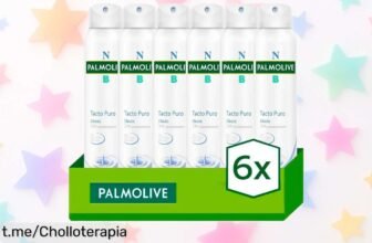 Desodorante spray Palmolive tácto puro 24h, pack de 6 a precio loco con descuentazo incluido ¡Date prisa, la frescura que tu piel y ropa necesitan no espera!