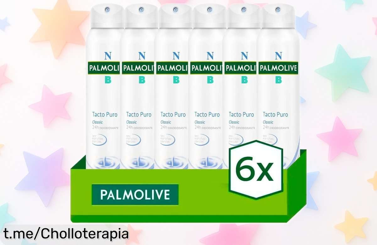 Desodorante spray Palmolive tácto puro 24h, pack de 6 a precio loco con descuentazo incluido ¡Date prisa, la frescura que tu piel y ropa necesitan no espera!