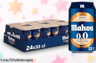 Disfruta las mejores cervezas Mahou 0,0 tostada en pack de 24 latas a un precio rebajado irresistible y haz de cada momento una celebración ¡Compra ya y brinda por lo bien vivido!