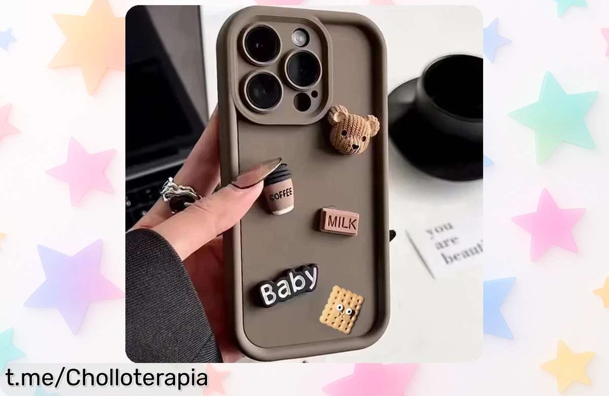 Divertida funda 3D con oso y café para iPhone 15, 14, 13: precio rebajado que no verás otra vez. ¡Haz tu móvil especial y aprovecha este ofertón antes de que sea tarde!