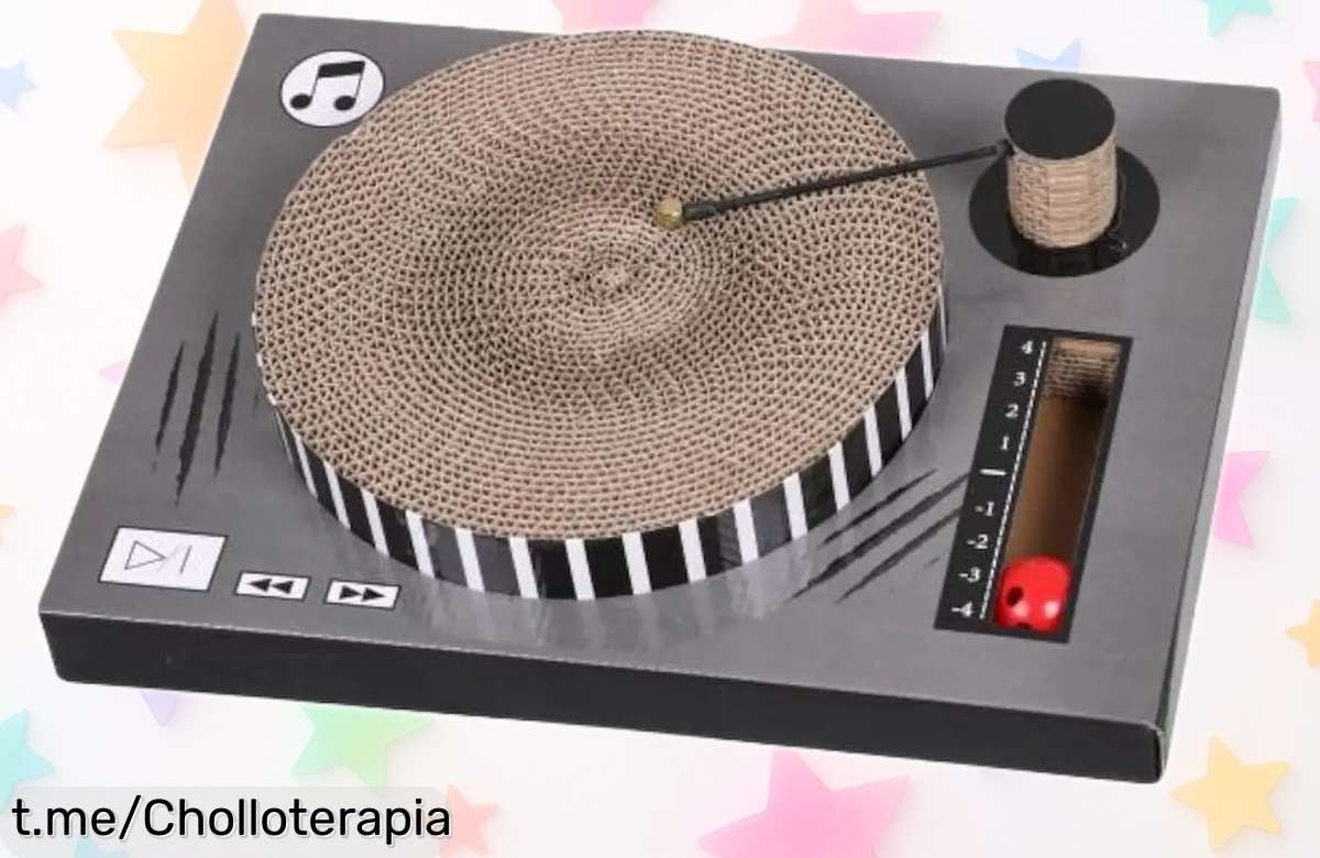 Divertido rascador para gatos COTTECOTA, tipo tocadiscos y tamaño ideal 40x30x8 cm: ¡precio rebajado que no puedes perderte! Dale a tu felino el entretenimiento que se merece ya.