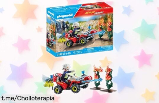 Diviértete apagando incendios con el quad de bomberos Playmobil, ahora a un precio rebajado que no te puedes perder. ¡Corre antes de que se acabe y vive la emoción al jugar juntos!