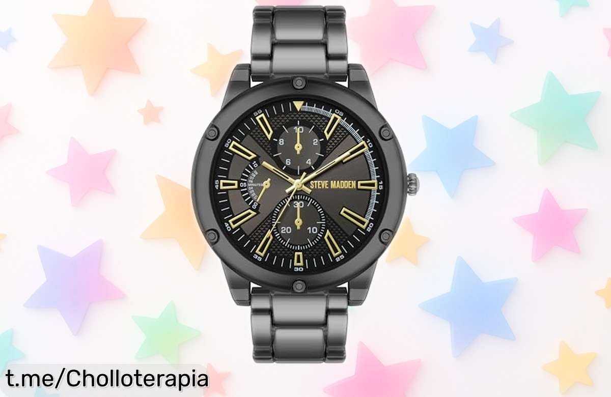 Elegante reloj de vestir Steve Madden con detalles dorados, ahora a un precio que no verás dos veces. No te pierdas este super chollo y brilla en cada momento.