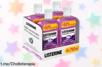 Enjuague bucal Listerine cuidado total 4x750 ml, super chollo con 12 horas de protección y 10 beneficios en 1 ¡Tienes que llevarte este precio rebajado antes de que se agoten!