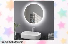Espejo de baño LED redondo con luz ajustable, ¡rebajado a un precio alucinante! Da el toque perfecto a tu rutina diaria y disfruta viéndote genial. ¡No esperes más, solo quedan pocas unidades!