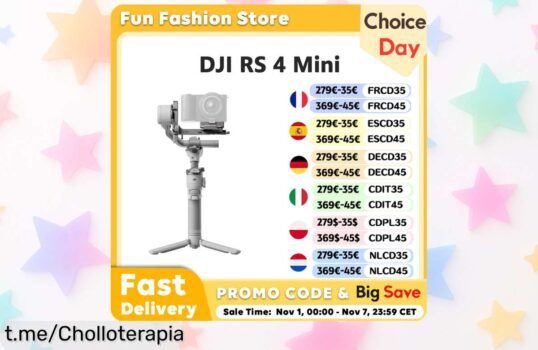 Estabilizador cardán DJI RS 4 Mini para cámara, ¡rebajado y con cuponazo! Captura momentos increíbles antes de que se acabe esta oportunidad única.