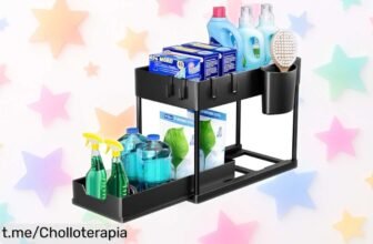 Estantería bajo fregadero Puricon con cajón y ganchos, ¡ofertón que no puedes dejar pasar! Organiza tu cocina y disfruta de tranquilidad diaria a un precio rebajado.